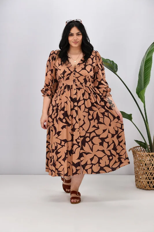 Sunday Boho Minnie Dress Tan Floral Outdoor floral dresses