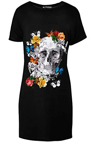 Womens Halloween Butterfly Floral Skull Dress Floral dresses under $100