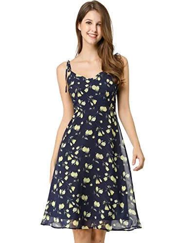 Women's Summer Spaghetti Strap Aline Dress Smocked Floral Sundress New Year's Eve floral dresses