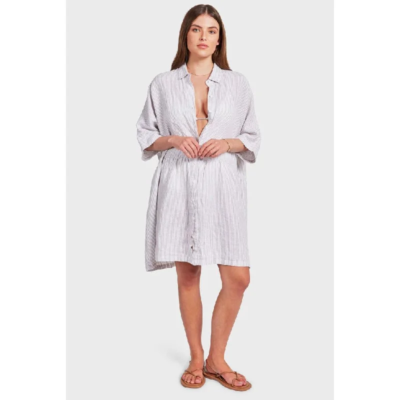 Academy Brand Women's Dolly Linen Dress - Seasponge Stripe Street style unclassified dresses