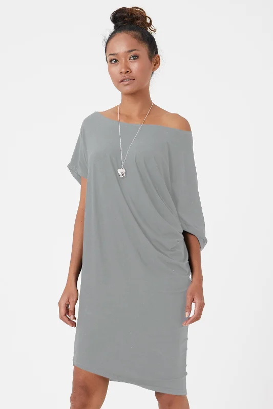 Jersey Off the Shoulder Dress in Stone | Adele Bright color unclassified dresses