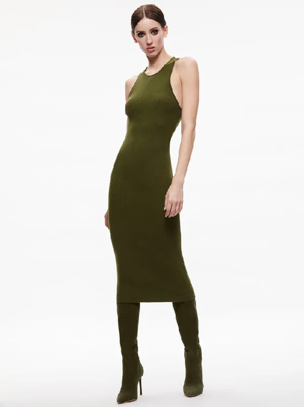 Alice + Olivia - Wright Tie Back Dress - Olive Casual chic unclassified dresses