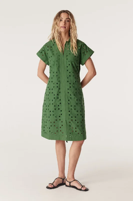 Ally Embroidered Dress  - Green Preppy unclassified dresses