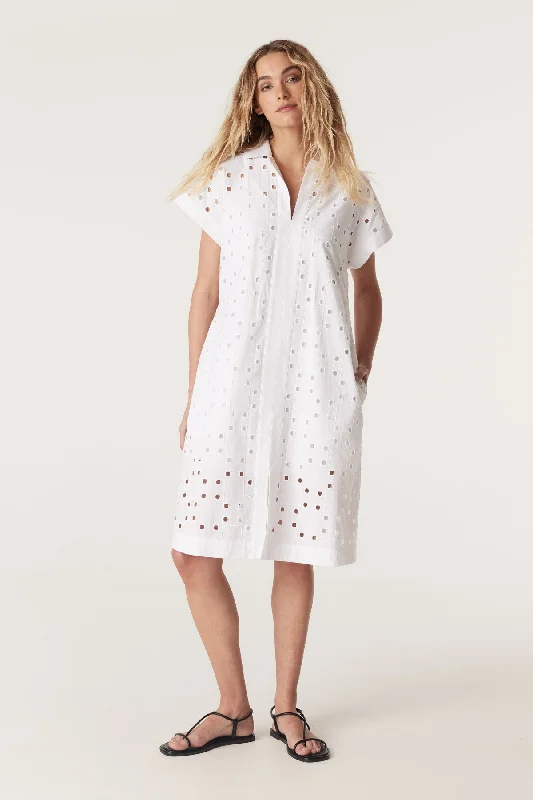 Ally Embroidered Dress  - White Tiered unclassified dresses