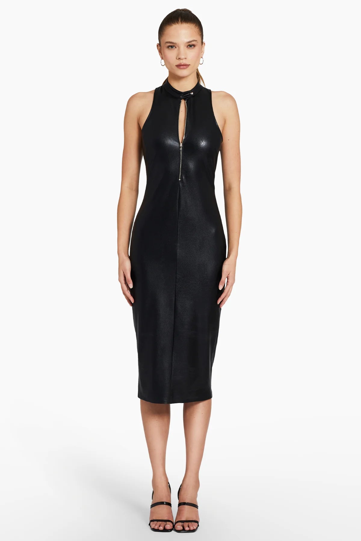 Amanda Uprichard - Declan Dress In Faux Leather - Black Velvet unclassified dresses