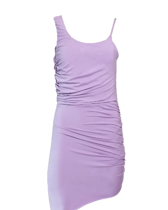 Asymmetrical Ruched Dress | Purple Spring unclassified dresses