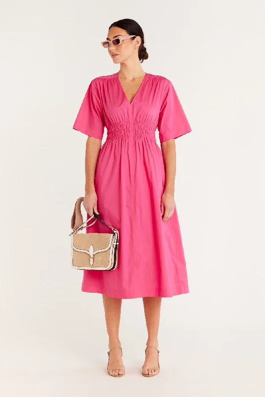 Bella Poplin Dress - Hot Pink Trendy new unclassified dresses