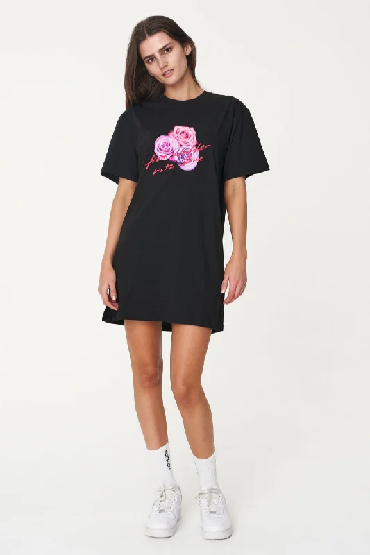 BELLA TEE DRESS ROSE LOVE - BLACK Beaded unclassified dresses