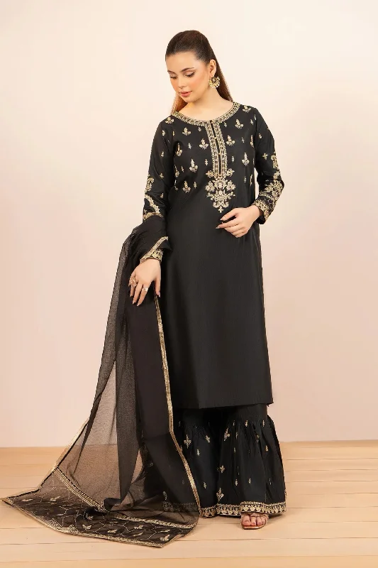 Black Golden Katan Gharara Neutral tone unclassified dresses