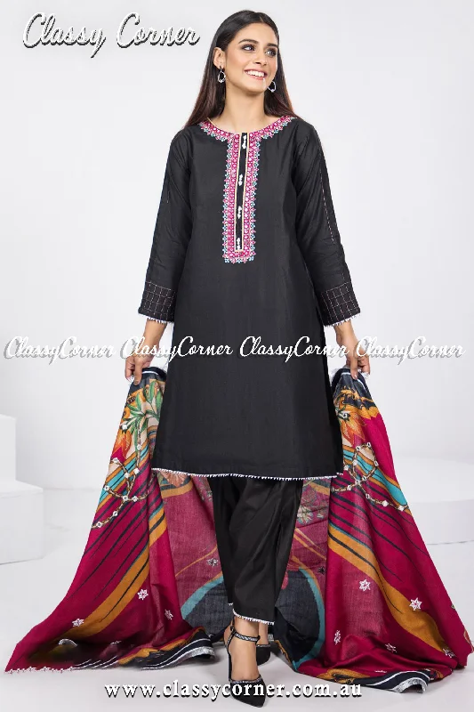 Black Katan Formal Pakistani Salwar Kameez Popular unclassified dresses