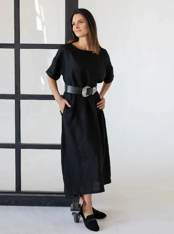 Black Linen Dress 'Irma' High-end unclassified dresses