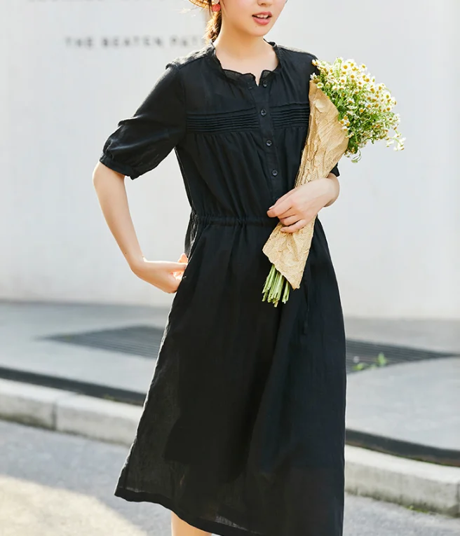 Black Women Dresses Casual Summer Linen Women Dresses SJ97215 Pastel unclassified dresses