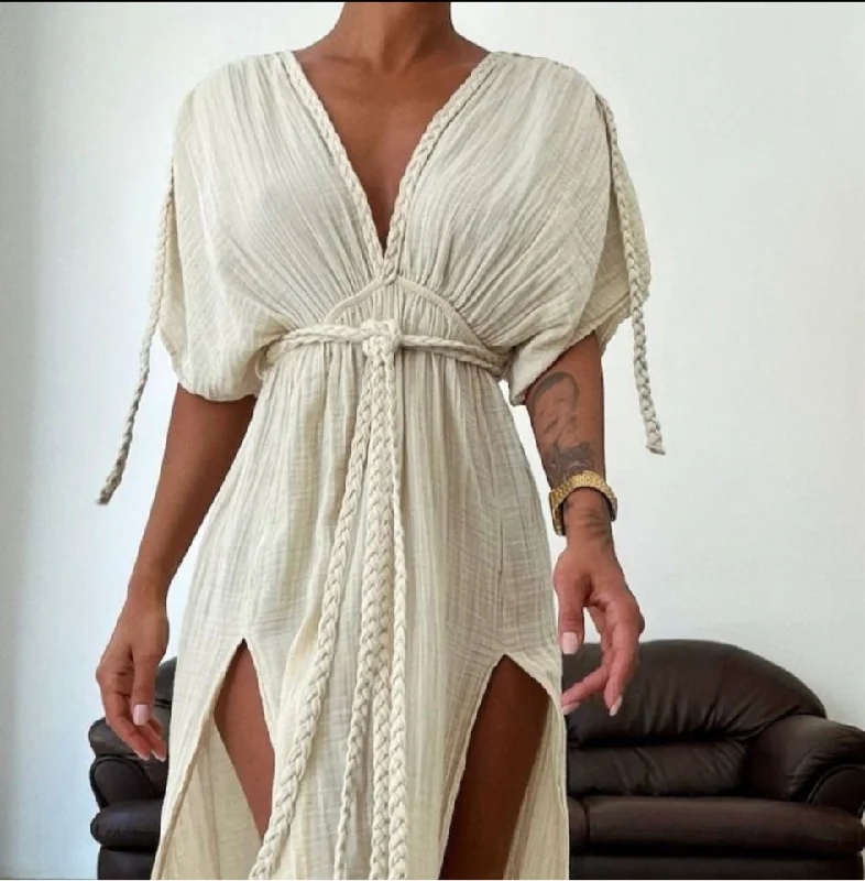 Boho Goddess Braided Eclectic Dress Striped unclassified dresses