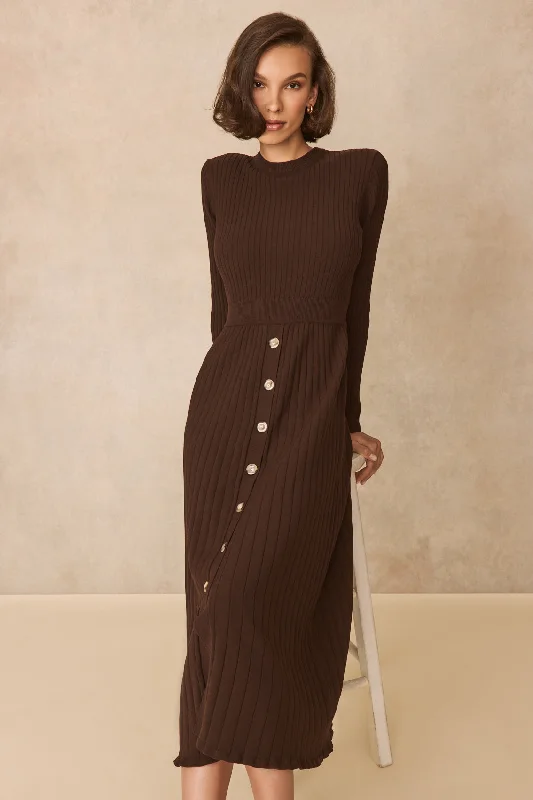 Button Front Knit Dress Women's unclassified dresses