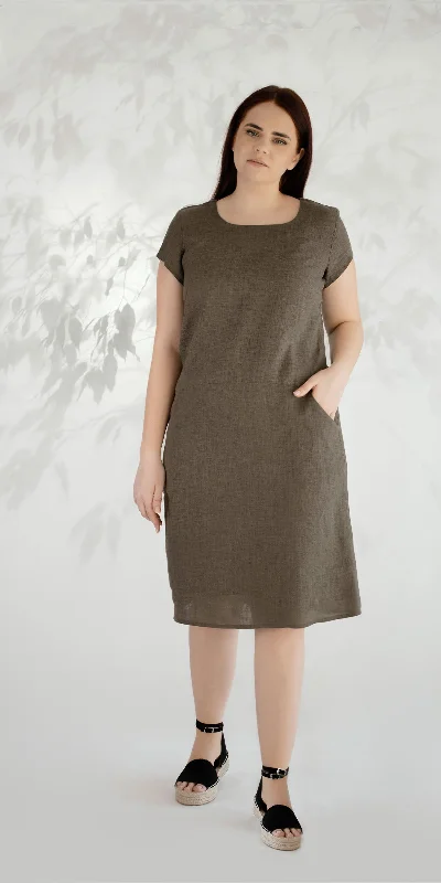 Khaki linen dress Wedding guest unclassified dresses