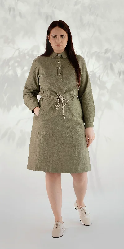 Khaki dress with drawstring Halter unclassified dresses