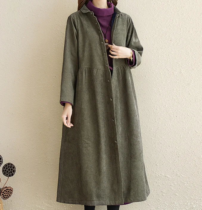 Corduory Cotton Dresses Loose Winter Autumn Dresses Casual Women Dresses ZRL97213 Affordable unclassified dresses