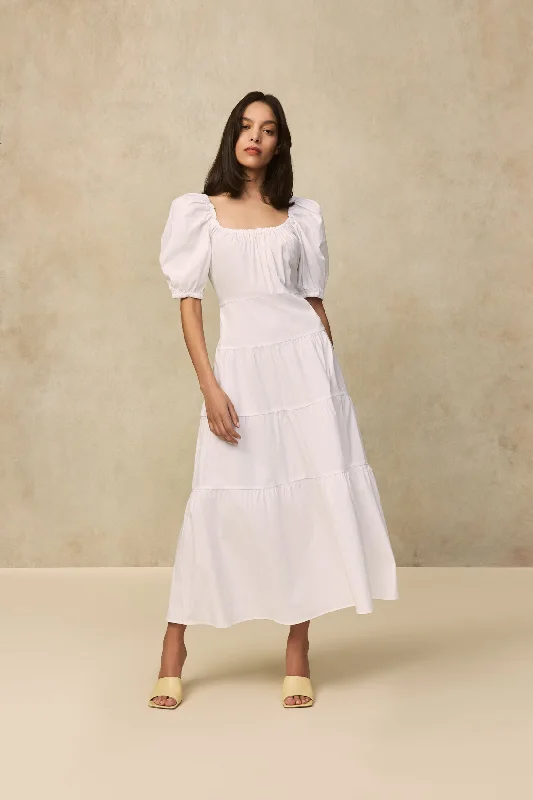 Cotton Poplin Tiered Dress Stretchy unclassified dresses