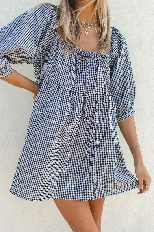 Day Dreaming Gingham Babydoll Dress Casual chic unclassified dresses