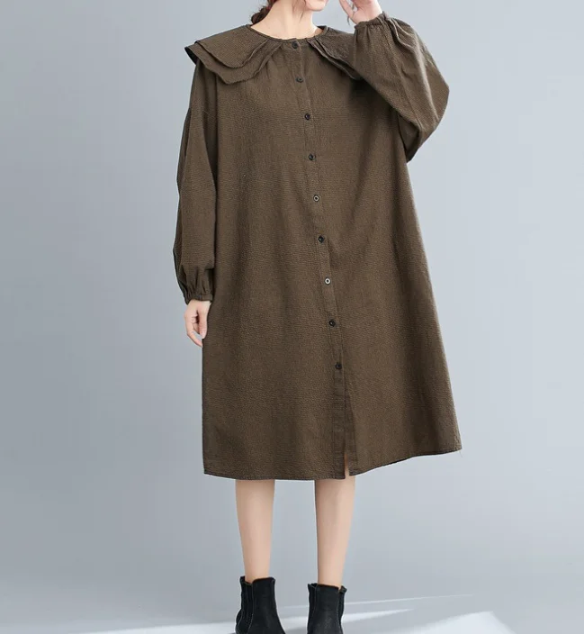 Doll Collar Dresses Loose Summer Dresses Casual Women Dresses ZRL97213 Earthy tone unclassified dresses