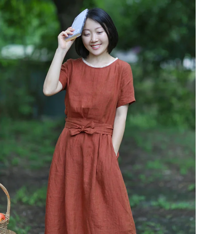 Red Women Dresses Casual Summer Linen Women Dresses SJ97215 Elegant unclassified dresses