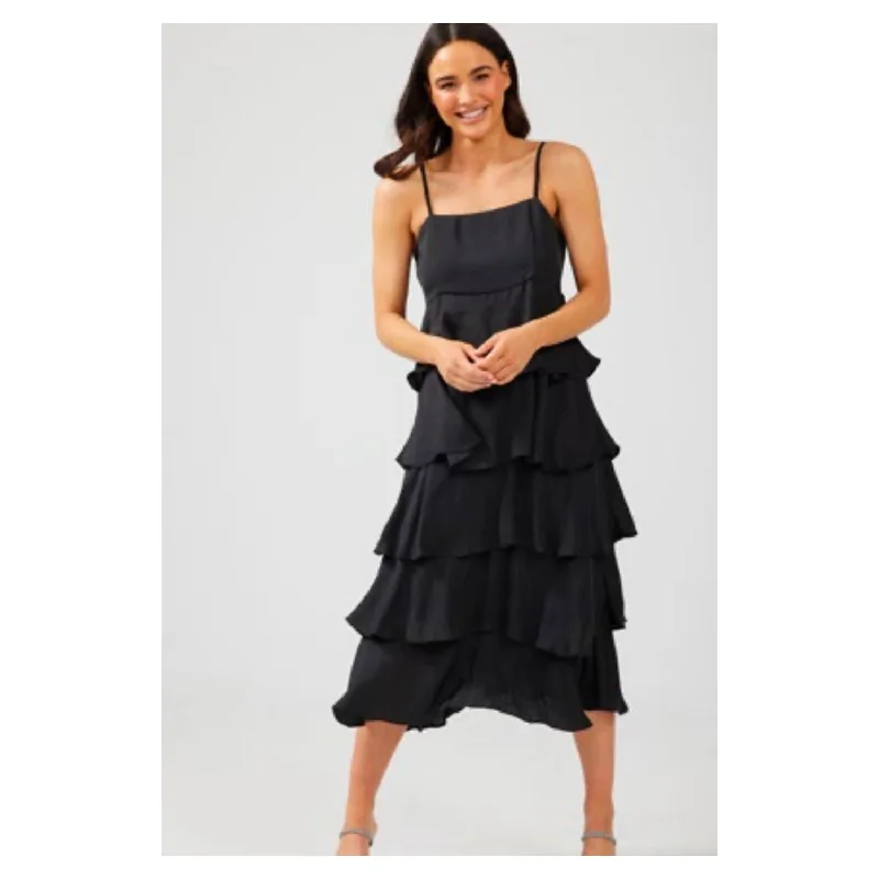 Dress Inspiration Tiered - Black Silky Monochrome unclassified dresses