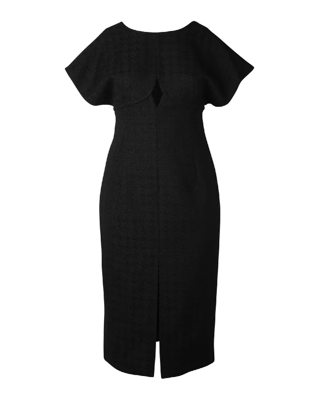 Drop Sleeve Column Dress | Black Stretchy unclassified dresses