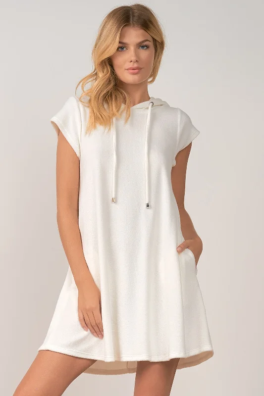 ELAN S22 Dress Cap Slv Hoodie IN TERRY IN WHITE Open-back unclassified dresses