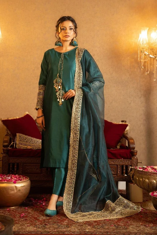 Emerald Green 3pc Katan Suit Silk unclassified dresses