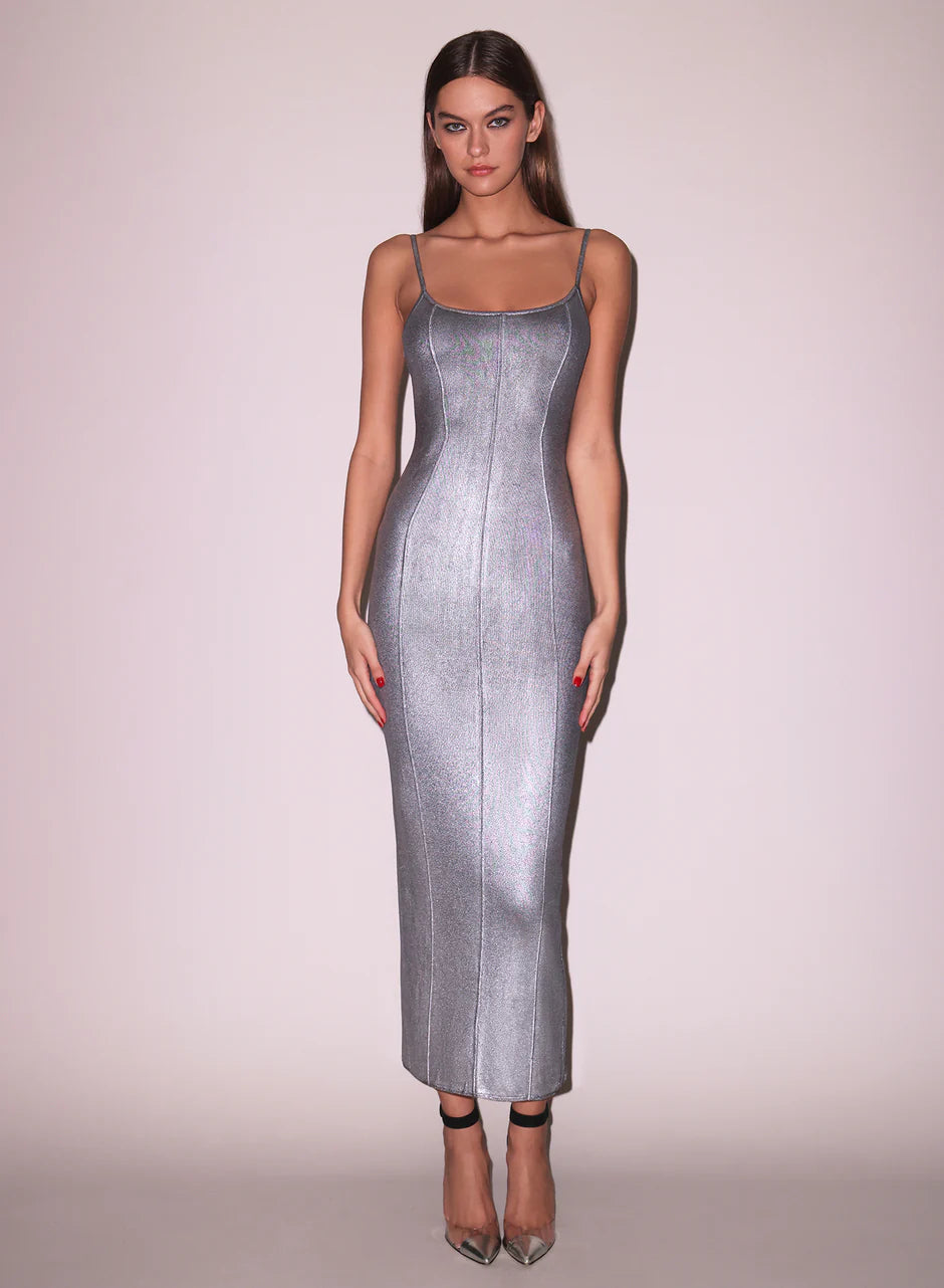 Fleur Du Mal - Flash Rib Dress - metallic gunmetal Travel unclassified dresses