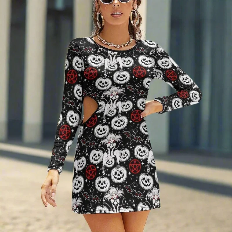 Gothic Girl Hollow Slim-Fit Dress Short unclassified dresses