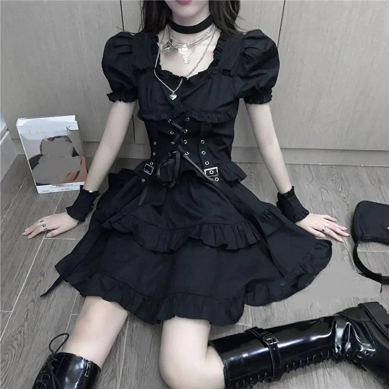 Gothic Women Black Dress Fashionable unclassified dresses