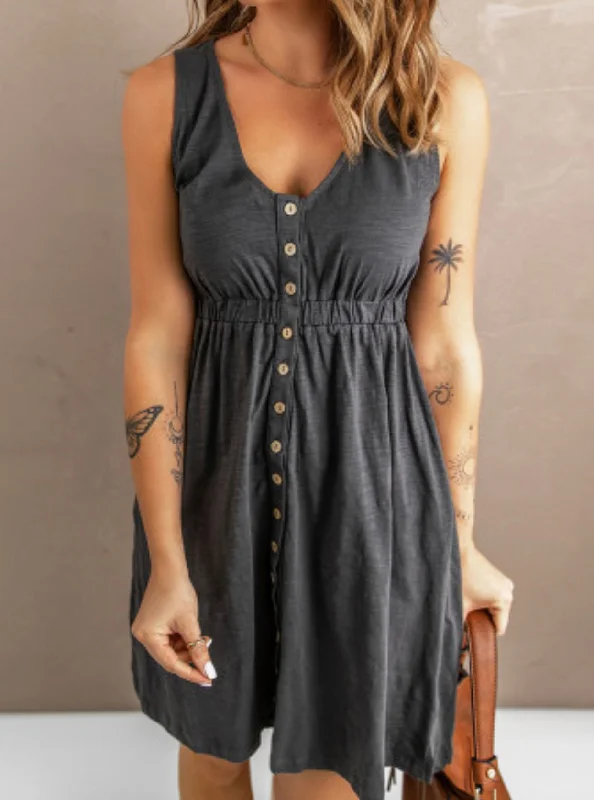 Gray Button Down Dress Comfortable unclassified dresses