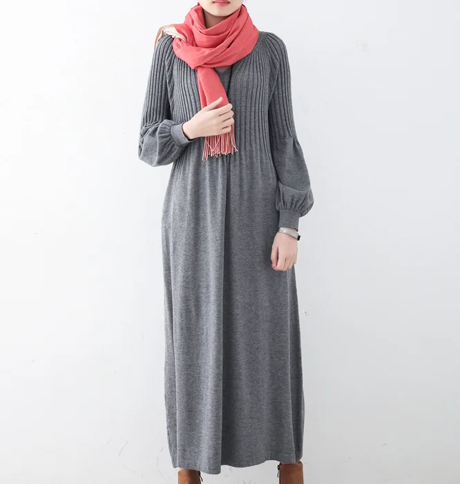 Gray High Collar Pleated Autumn Women Dresses Casual Women DressesSSM97219 Summer unclassified dresses