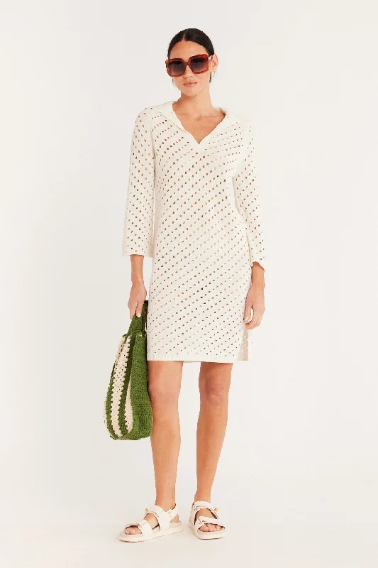 Henley Mesh Tunic - White Dark color unclassified dresses