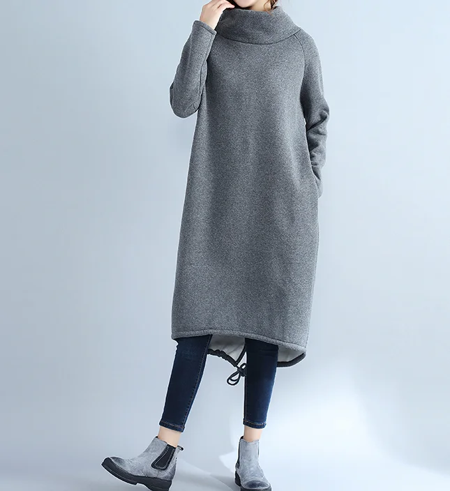 High Collar Fleece Loose Fall Dresses Casual Women Dresses SSM97213 Budget-friendly unclassified dresses