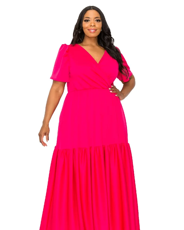 Joli Surplice Neck Dress | Fuchsia Winter unclassified dresses