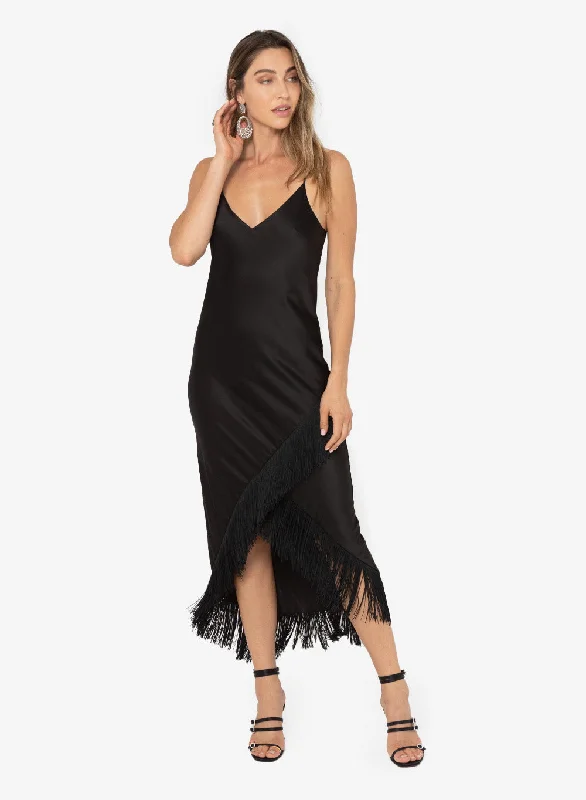 Just Bee Queen - Lagos Fringe Dress - Black Embroidered unclassified dresses