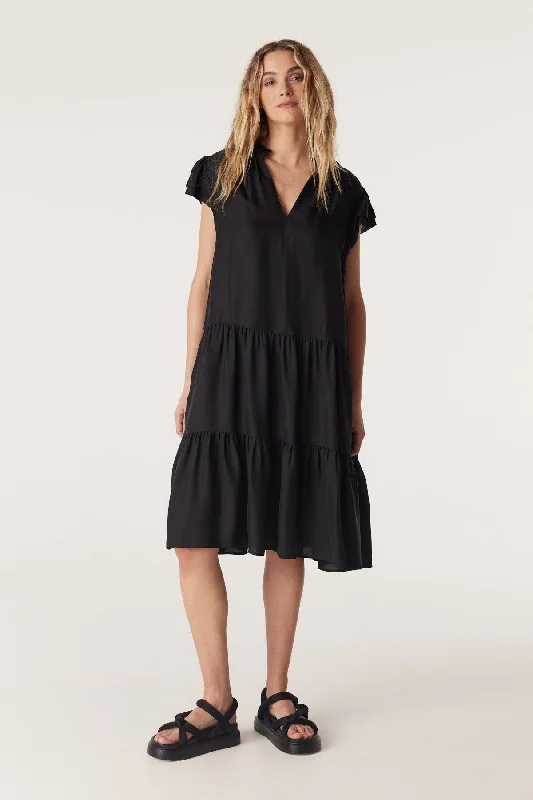 Laura Frill Dress - Black Halter unclassified dresses