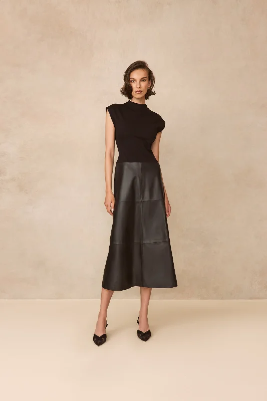 Leather and Ponte Combo Dress Velvet unclassified dresses