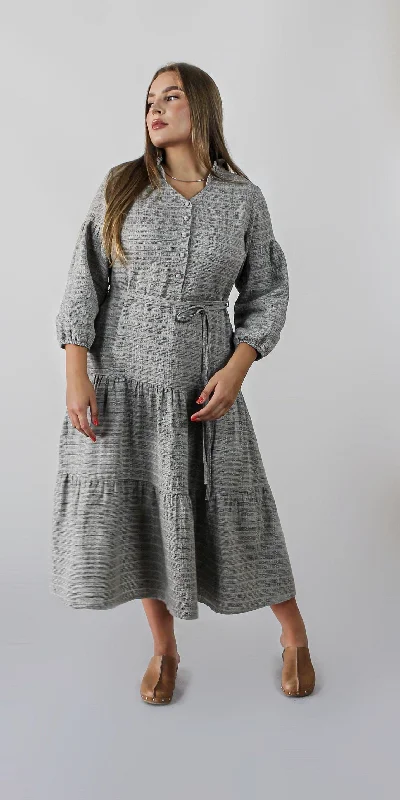 Folk style linen dress One-shoulder unclassified dresses