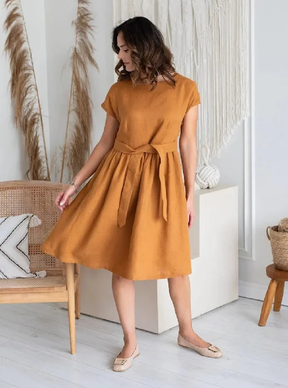 Linen Dress Amy Mustard High-low unclassified dresses