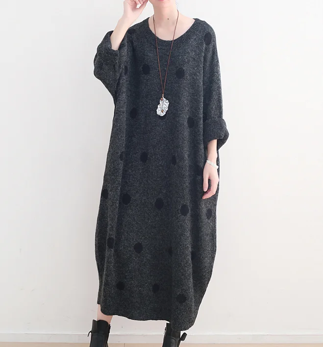 Dot Knit Loose Autumn Women Dresses Casual Women DressesSSM97219 Chiffon unclassified dresses