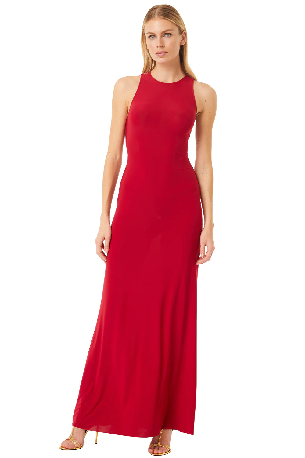 Misa - Pargol Dress - Lipstick Red Ruched unclassified dresses