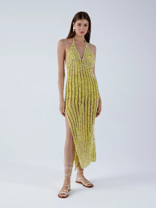 My Beachy Side - Verbena Halter Dress - Antique Moss Bold pattern unclassified dresses