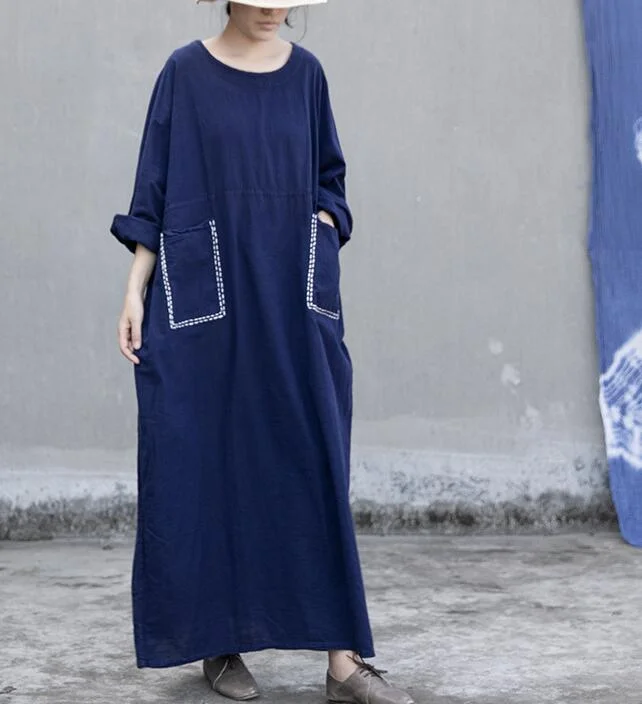 Navy Blue Women Dresses Casual Loose Women Dresses SSM97215 Lightweight unclassified dresses