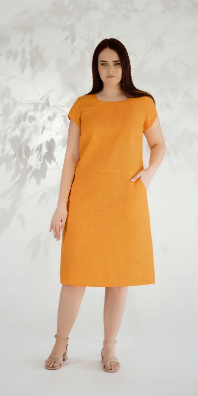 Orange linen dress Silk unclassified dresses