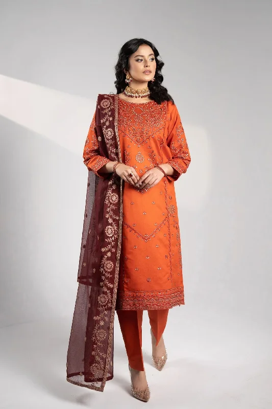 Orange Maroon Pakistani Katan Suit Preppy unclassified dresses