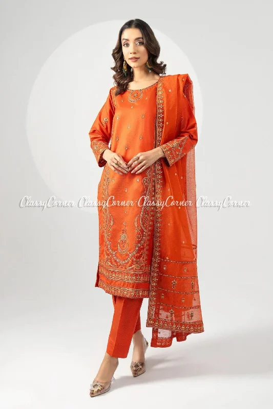 Orange Multi Katan Embroidered Salwar Kameez Discounted unclassified dresses