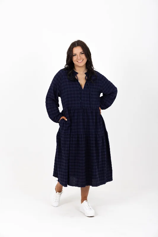 PARADISE DRESS - NAVY CHECK Casual chic unclassified dresses